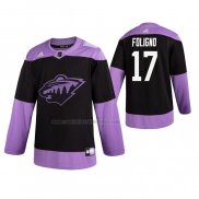 Camiseta Hockey Minnesota Wild Marcus Foligno 2019 Fights Cancer Negro