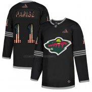 Camiseta Hockey Minnesota Wild Zach Parise 2020 USA Flag Negro