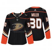 Camiseta Hockey Mujer Anaheim Ducks Ryan Miller Autentico Jugador Negro