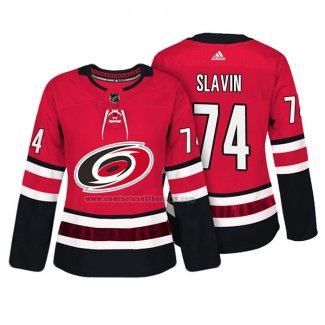 Camiseta Hockey Mujer Carolina Hurricanes Jaccob Slavin Autentico Jugador Rojo