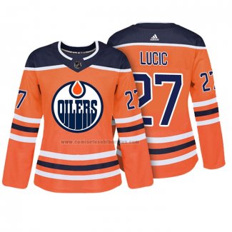 Camiseta Hockey Mujer Edmonton Oilers Milan Lucic Autentico Jugador Naranja