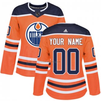 Camiseta Hockey Mujer Edmonton Oilers Primera Personalizada Naranja