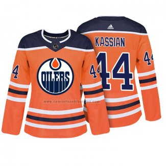 Camiseta Hockey Mujer Edmonton Oilers Zack Kassian Autentico Jugador Naranja