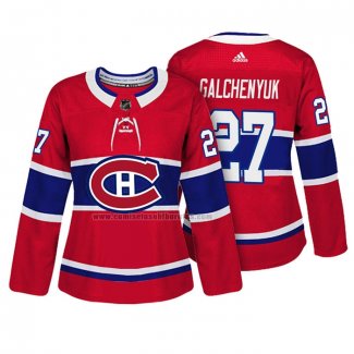 Camiseta Hockey Mujer Montreal Canadiens Alex Galchenyuk Autentico Jugador Rojo