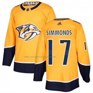 Camiseta Hockey Nashville Predators Wayne Simmonds Primera Autentico Amarillo