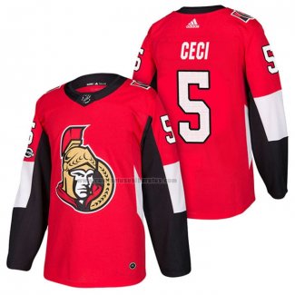 Camiseta Hockey Ottawa Senators Cody Ceci Autentico Primera 2018 Rojo