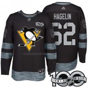 Camiseta Hockey Pittsburgh Penguins Carl Hagelin 1917-2017 100th Aniversario Negro