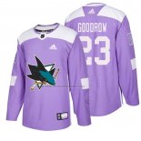 Camiseta Hockey San Jose Sharks Barclay Goodrow 2018 Fights Cancer Violeta