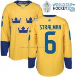 Camiseta Hockey Suecia Anton Stralman Premier 2016 World Cup Amarillo