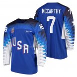 Camiseta Hockey USA John Mccarthy 2018 Olympic Azul2