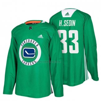 Camiseta Hockey Vancouver Canucks Henrik Sedin New Season Practice Verde