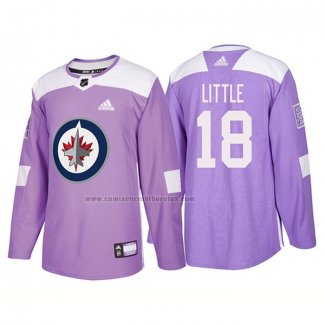 Camiseta Hockey Winnipeg Jets Bryan Little Autentico 2018 Fights Cancer Violeta