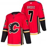 Camiseta Hockey Calgary Flames Tj Brodie Primera Autentico 2018 Rojo