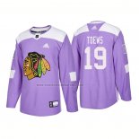 Camiseta Hockey Chicago Blackhawks Jonathan Toews Autentico 2018 Fights Cancer Violeta