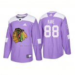 Camiseta Hockey Chicago Blackhawks Patrick Kane Autentico 2018 Fights Cancer Violeta