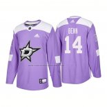 Camiseta Hockey Dallas Stars Jamie Benn Autentico 2018 Fights Cancer Violeta