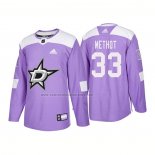 Camiseta Hockey Dallas Stars Marc Methot Autentico 2018 Fights Cancer Violeta