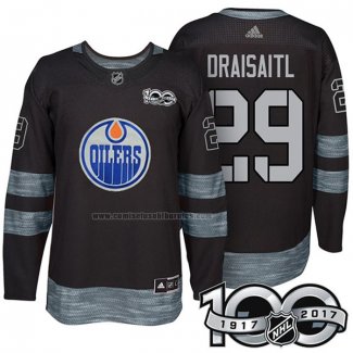 Camiseta Hockey Edmonton Oilers Leon Draisaitl 1917-2017 100th Aniversario Negro