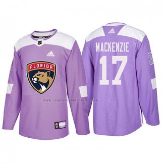 Camiseta Hockey Florida Panthers Derek Mackenzie 2018 Fights Cancer Violeta