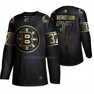 Camiseta Hockey Golden Edition Boston Bruins Patrice Bergeron Autentico Negro