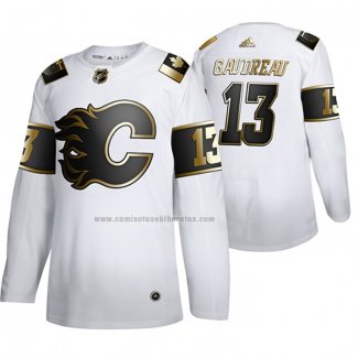 Camiseta Hockey Golden Edition Calgary Flames Johnny Gaudreau Limited Blanco