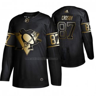 Camiseta Hockey Golden Edition Pittsburgh Penguins Sidney Crosby Autentico Negro