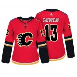 Camiseta Hockey Mujer Calgary Flames Johnny Gaudreau Autentico Jugador Rojo