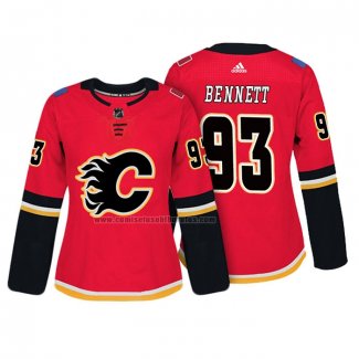 Camiseta Hockey Mujer Calgary Flames Sam Bennett Autentico Jugador Rojo