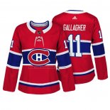 Camiseta Hockey Mujer Montreal Canadiens Brendan Gallagher Autentico Jugador Rojo