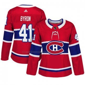 Camiseta Hockey Mujer Montreal Canadiens Paul Byron Autentico Jugador Rojo