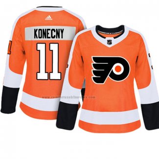 Camiseta Hockey Mujer Philadelphia Flyers Travis Konecny Autentico Jugador Naranja