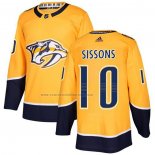 Camiseta Hockey Nashville Predators Colton Sissons Primera Autentico Amarillo