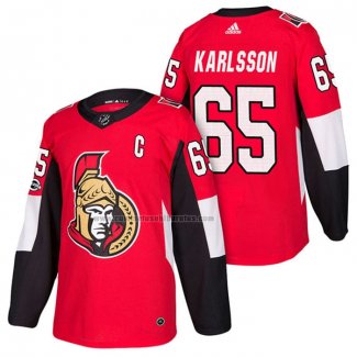 Camiseta Hockey Ottawa Senators Erik Karlsson Autentico Primera 2018 Rojo