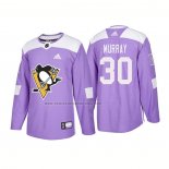 Camiseta Hockey Pittsburgh Penguins Matt Murray Autentico 2018 Fights Cancer Violeta