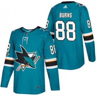 Camiseta Hockey San Jose Sharks Brent Burns Autentico Primera 2018 Verde