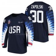 Camiseta Hockey USA Ryan Zapolski 2018 Olympic Azul