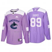 Camiseta Hockey Vancouver Canucks Sam Gagner 2018 Fights Cancer Violeta