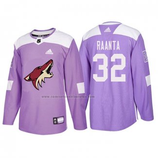 Camiseta Hockey Arizona Coyotes Antti Raanta 2018 Fights Cancer Violeta