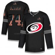 Camiseta Hockey Carolina Hurricanes Jaccob Slavin 2020 USA Flag Negro