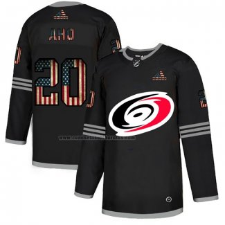 Camiseta Hockey Carolina Hurricanes Sebastian Aho 2020 USA Flag Negro