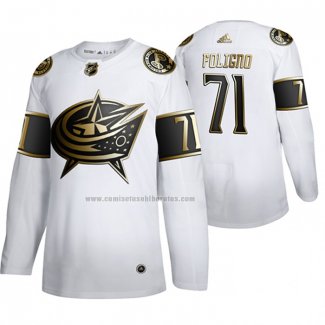 Camiseta Hockey Golden Edition Columbus Blue Jackets Nick Foligno Autentico Blanco