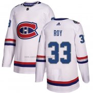 Camiseta Hockey Montreal Canadiens Patrick Roy Autentico 2017 100 Classic Blanco