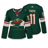 Camiseta Hockey Mujer Minnesota Wild Zach Parise Autentico Jugador Verde