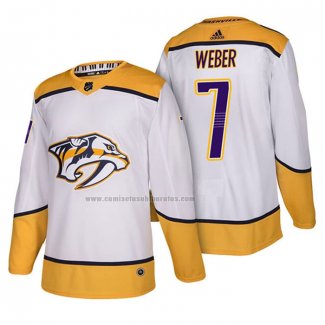 Camiseta Hockey Nashville Predators Yannick Weber Autentico Segunda 2018 Blanco