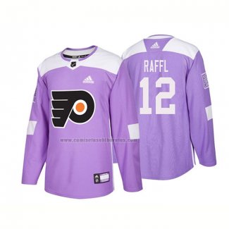 Camiseta Hockey Philadelphia Flyers Michael Raffl Autentico 2018 Fights Cancer Violeta