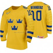 Camiseta Hockey Suecia Alexander Wennberg Primera 2020 IIHF World Amarillo