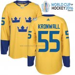 Camiseta Hockey Suecia Niklas Kronwall Premier 2016 World Cup Amarillo