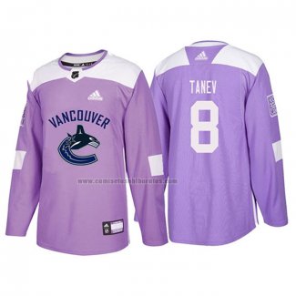 Camiseta Hockey Vancouver Canucks Christopher Tanev 2018 Fights Cancer Violeta