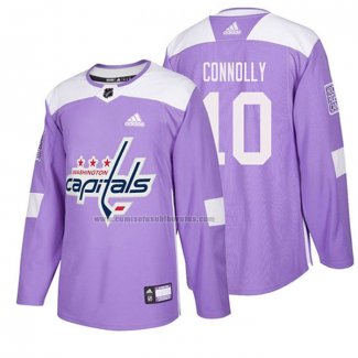 Camiseta Hockey Washington Capitals Brett Connolly 2018 Fights Cancer Violeta