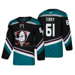 Camiseta Hockey Anaheim Ducks Troy Terry Alterno 25th Aniversario Autentico Negro